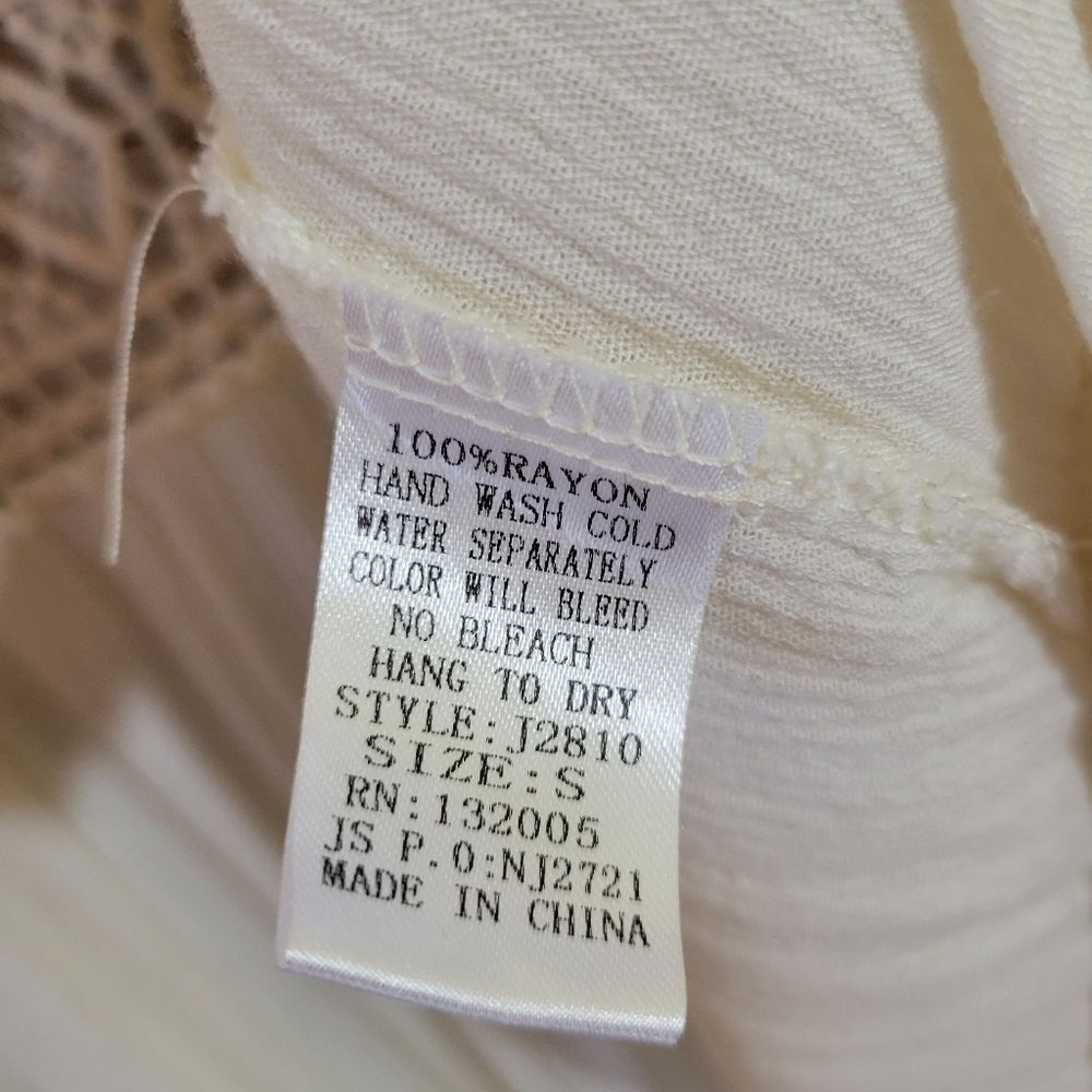 Entro Boho Fringed Cardigan/Cover Up in Cream Size Small - Picture 9 of 10